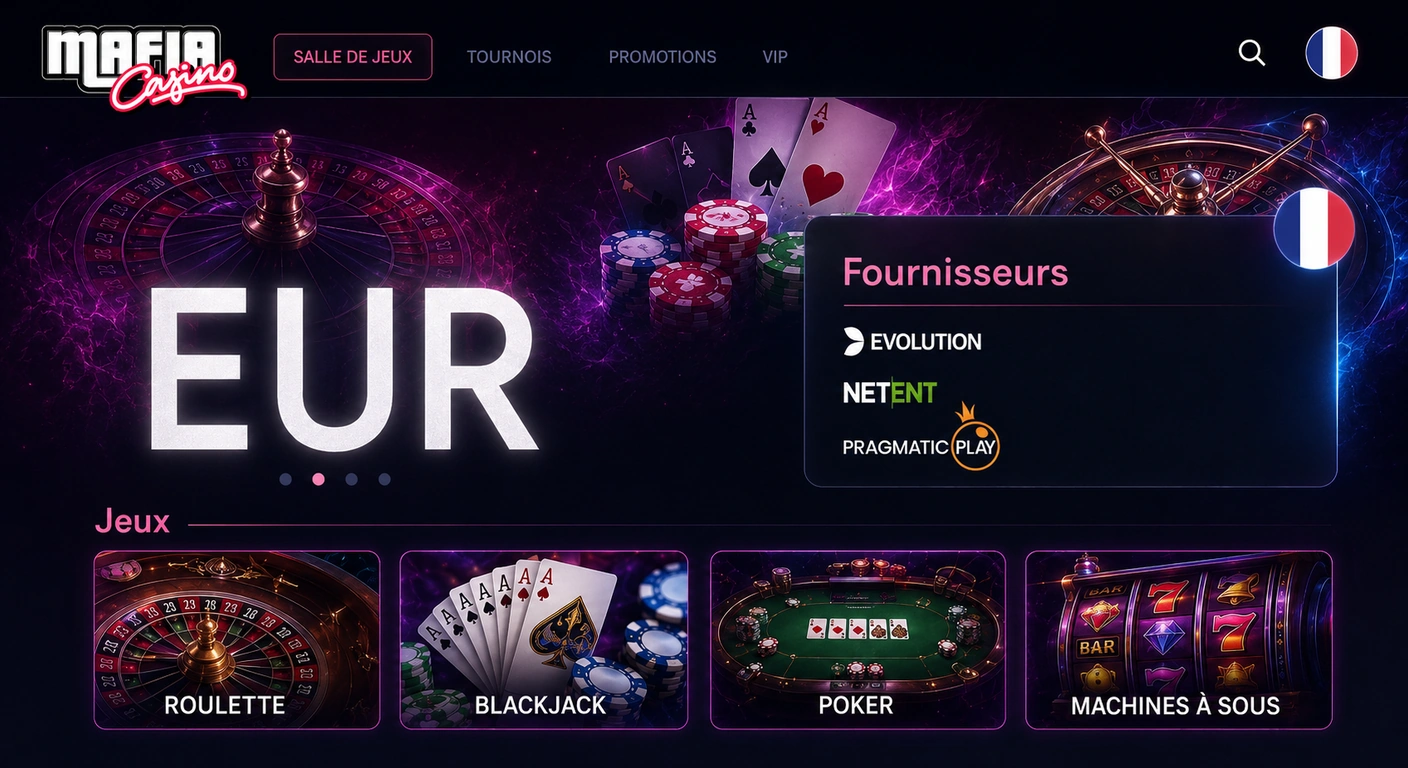 Interface française et euro sur Mafia Casino